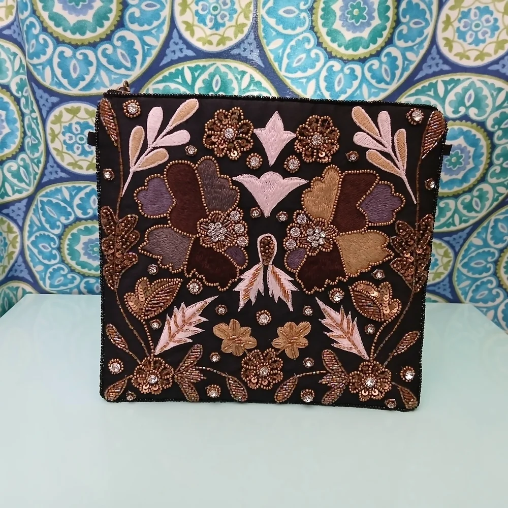 Bamboo Trading Co. Floral Embroidered Clutch